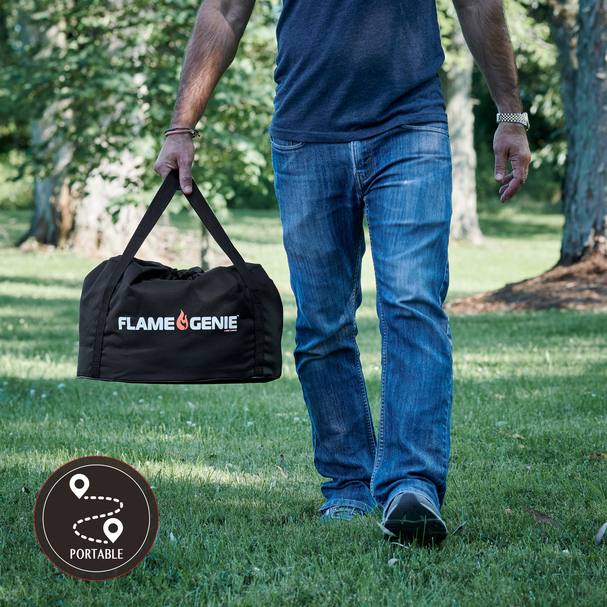 Flame Genie® Pellet Fire Pit, Black Galvanized with Tote